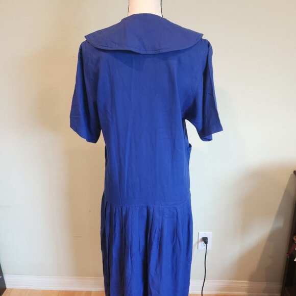 SOLD Vintage Drop Waist Dress with Silver Buttons - Picture 6 of 7